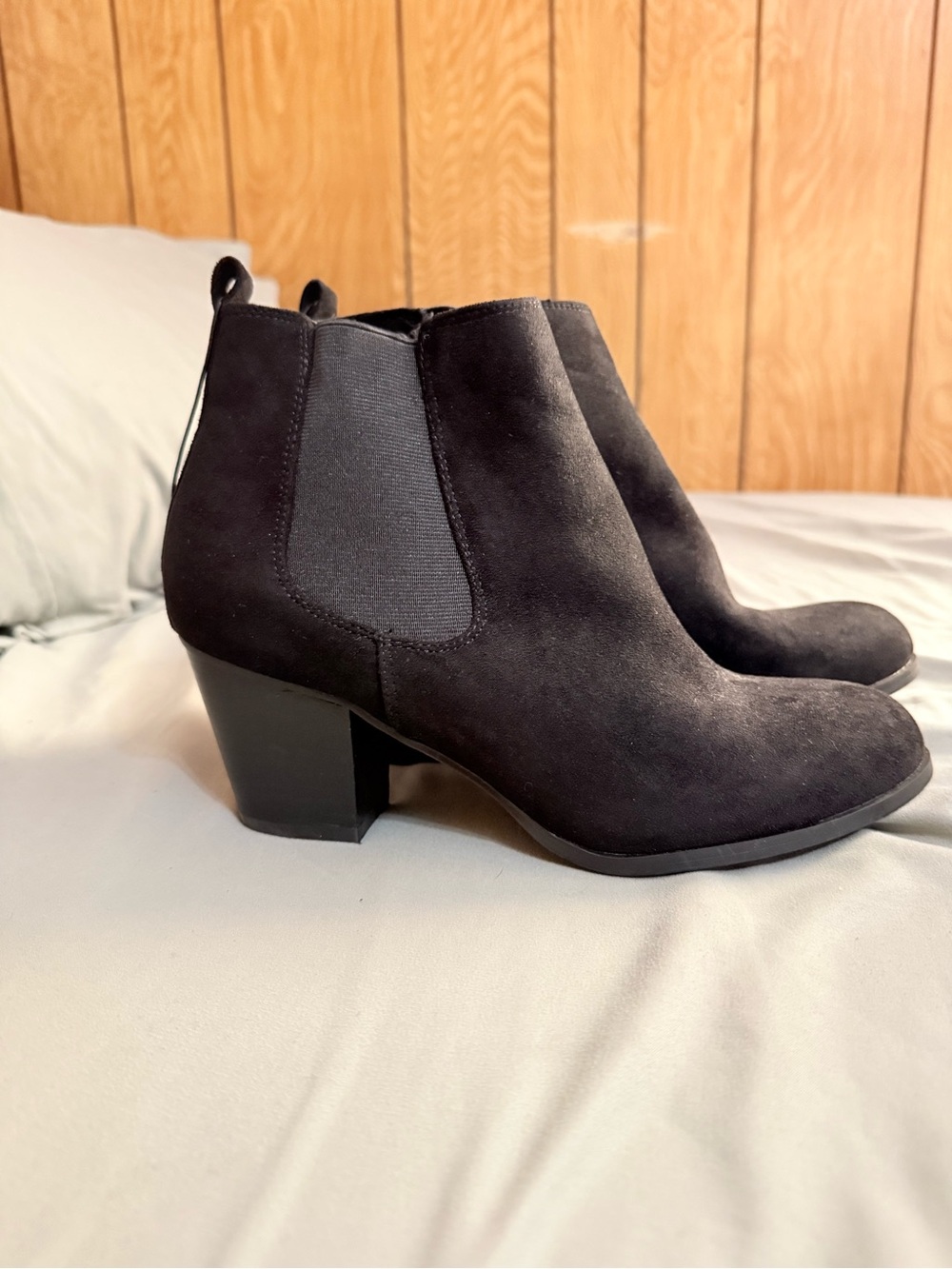 Dolce Vita Black Suede Ankle Booties with Block Heel